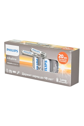 PHILIPS Alkaline LR03A20BX/51 LR03 в упаковке 20 шт