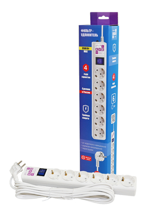 POWER CUBE SPG6-16-5M 6 розеток (5м) 3500 Вт (ПВС 3х1,0) белый BL1