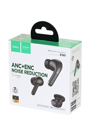 HOCO EQ5 Energy беспров.,с шумопод. ANC+ENC с боксом д/зарядки, LED-дисплей, Bluetooth5.3, чёрный BL